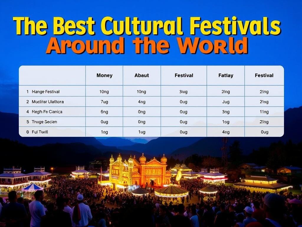     Les Meilleurs Festivals Culturels à travers le Monde. Tableau récapitulatif des festivals présentés